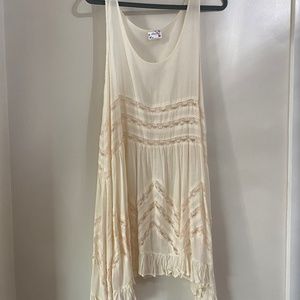 Free People Cream White Swingy Lace Inset Tunic
